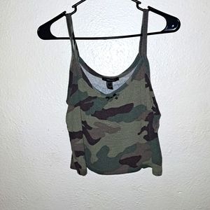 Adorable military print cropped tank